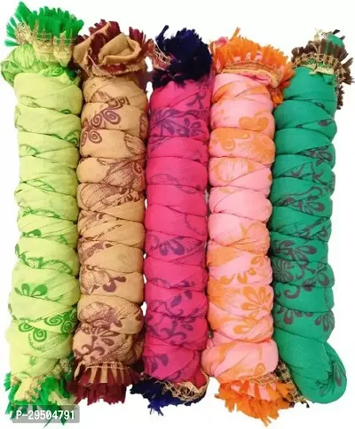 Elite Multicoloured Cotton 3d Print Dupattas For Women Pack Of 5