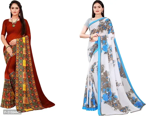 Stylish Multicoloured Georgette Saree With Blouse Piece For Women Pack Of 2-thumb0