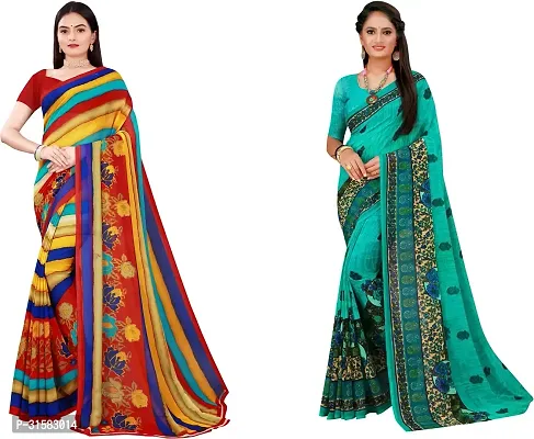 Stylish Multicoloured Georgette Saree With Blouse Piece For Women Pack Of 2