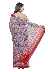 Women printed Mulmul saree for attached blouse piece set (Dred)-thumb1