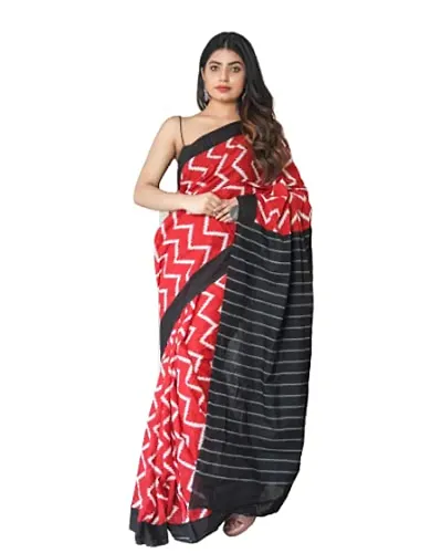 Women mulmul saree (Red)