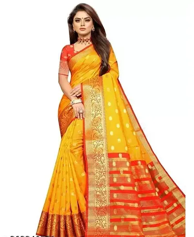 Varni Fabrics Cotton Silk Saree with matching blouse piece.