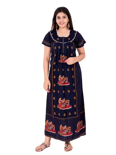 Jaipuri Cotton Printed Nighty/Night Gown