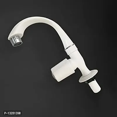 Plastic tap Big Neck Pillar Turbo Cock with Foam Flow for Kitchen, Bathroom , Wash Basins (White, Pack of 1)-thumb0