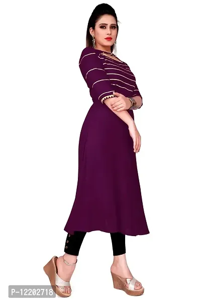 SENEGAL Reyon Fabric Women's Kurta with Gotta Patti leheriya Work Purple-thumb3