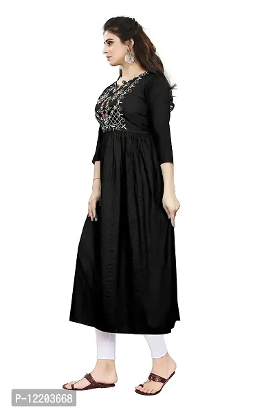 SENEGAL New Women's Rayon Kurti with Multicolor Embroidery Work in Chest with Mirror Work-thumb2