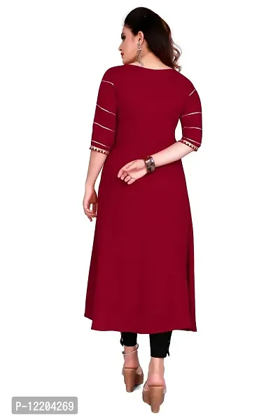 SENEGAL Reyon Fabric Women's Kurta with Gotta Patti leheriya Work Red-thumb2