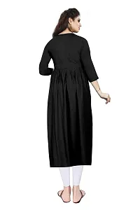 SENEGAL New Women's Rayon Kurti with Embroidery Work in Chest Black-thumb2