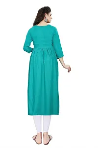 SENEGAL New Women's Rayon Kurti with Embroidery Work in Chest with Mirror Work Sea Green-thumb2