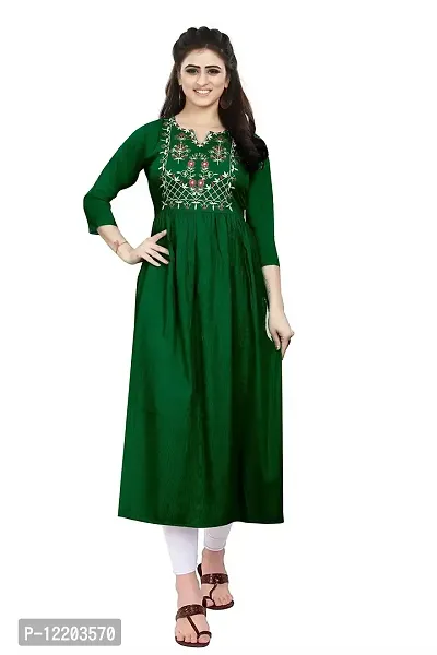 SENEGAL New Women's Rayon Kurti with Multicolor Embroidery Work in Chest with Mirror Work