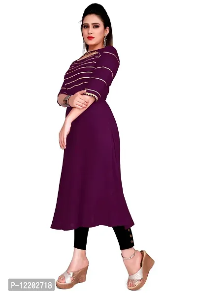 SENEGAL Reyon Fabric Women's Kurta with Gotta Patti leheriya Work Purple-thumb4