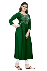 SENEGAL New Women's Rayon Kurti with Embroidery Work in Chest Green-thumb1