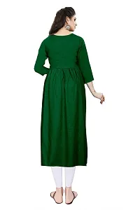 SENEGAL New Women's Rayon Kurti with Embroidery Work in Chest Green-thumb2