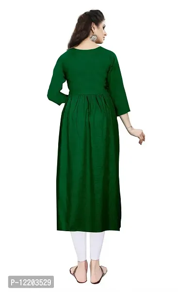 SENEGAL New Women's Rayon Kurti with Embroidery Work in Chest Green-thumb3