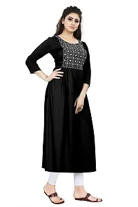 SENEGAL New Women's Rayon Kurti with Embroidery Work in Chest Black-thumb1