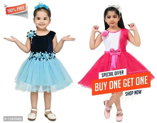 Baby Girls Multicolor Net Frock Dress Combo Set (Pack Of 2)