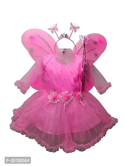 Baby Girls Stylish Net Frock Pari Dress Angel Birthday Partyware Pink  Dress