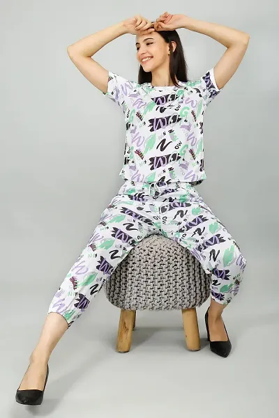 MYKUKI Women Staylish 2 Piece Dress Plazoo and T Shirt Set Green