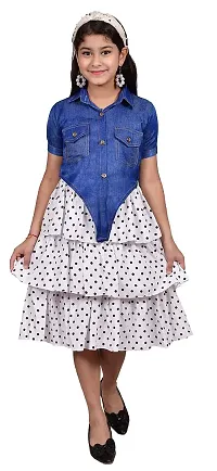 Frill Midi Dress for Kids Latest and Trendy Dress Knee Length Midi Sleevless White-thumb2