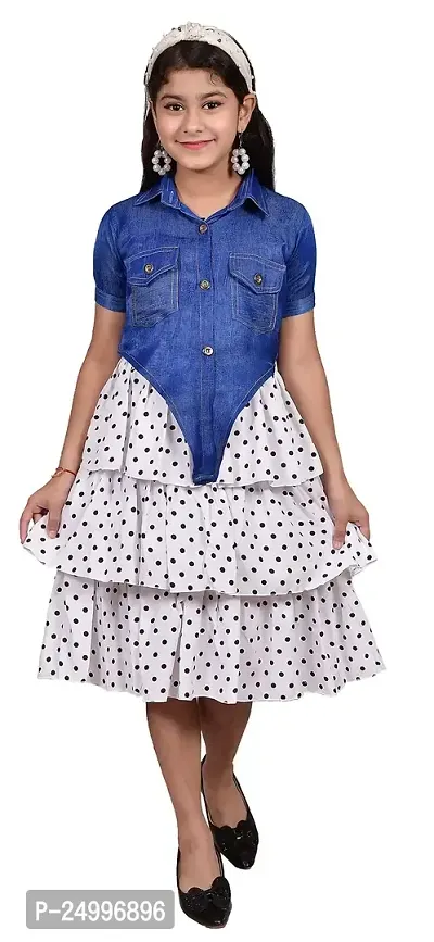 Frill Midi Dress for Kids Latest and Trendy Dress Knee Length Midi Sleevless White-thumb3