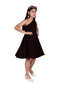 One Shoulder Midi Dress for Kids Latest and Trendy Dress Staylsih Dress Knee Length Midi Black-thumb3