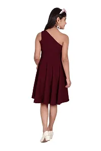 One Shoulder Midi Dress for Kids Latest and Trendy Dress Staylsih Dress Knee Length Midi Brown-thumb1