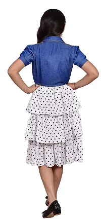 Frill Midi Dress for Kids Latest and Trendy Dress Knee Length Midi Sleevless White-thumb1