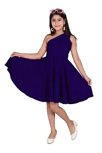 One Shoulder Midi Dress for Kids Latest and Trendy Dress Staylsih Dress Knee Length Midi Blue-thumb2