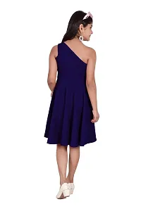 One Shoulder Midi Dress for Kids Latest and Trendy Dress Staylsih Dress Knee Length Midi Blue-thumb1