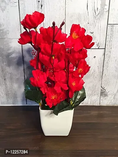 Trendy Beautiful Red Blossom Artificial Orchid Flowers With Pot