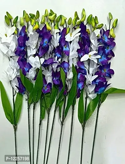 Trendy Artificial White  Blue Orchid Flower Bunch