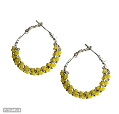 Yellow Alloy Beads Hoop Earrings Earrings For Women-thumb0