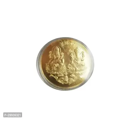 INFINITY Laxmi Ganesh Coin Golden Plated in Brass   Lord Ganesha  Goddess Laxmi Coin for Deepawali Puja Diwali Pooja-thumb0