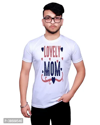 Men Stylish White Printed Round Neck Tee