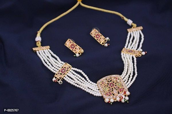 Elegant Alloy Necklace with Earring for Women