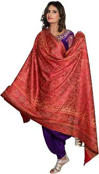 Rishabh Polyester Wool Blend Woven Women Shawl Red-thumb2