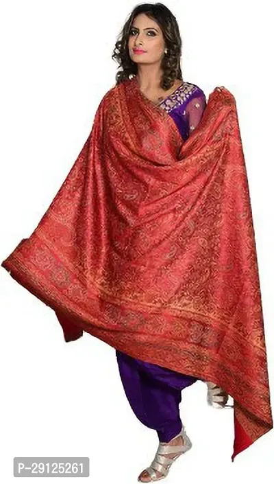 Rishabh Polyester Wool Blend Woven Women Shawl Red-thumb3