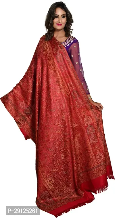 Rishabh Polyester Wool Blend Woven Women Shawl Red-thumb2