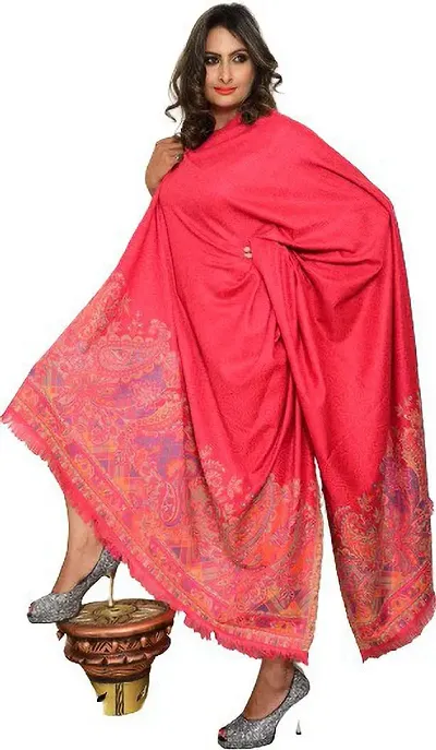 Rishabh Wool Paisley Women Shawl Pink