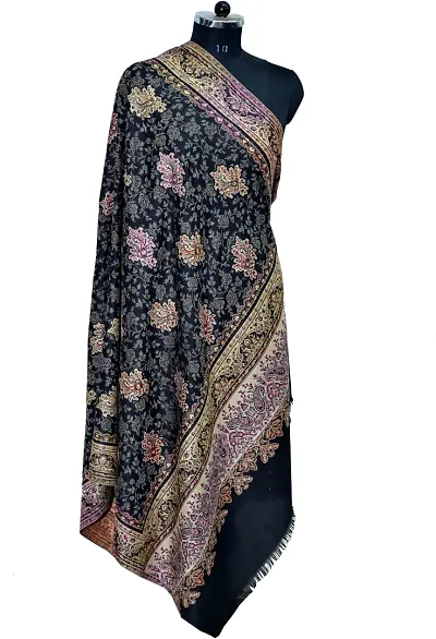 Rishabh Wool Paisley Women Shawl Black