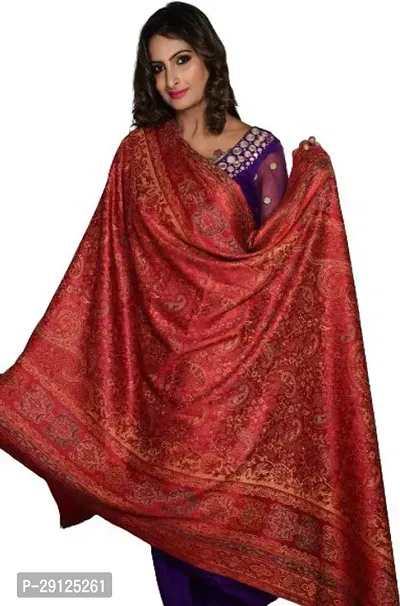 Rishabh Polyester Wool Blend Woven Women Shawl Red-thumb0