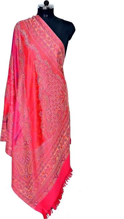 Rishabh Polyester Wool Blend Paisley Women Shawl Pink