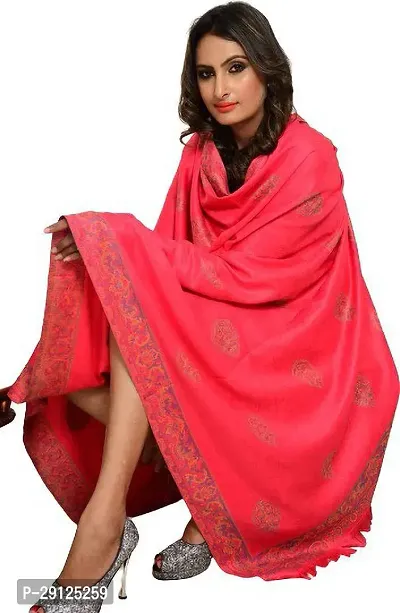 Rishabh Polyester Wool Blend Woven Women Shawl Pink-thumb0