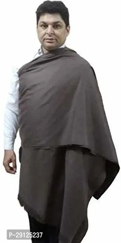 Rishabh Polyester Wool Blend Solid Men Shawl Brown-thumb0