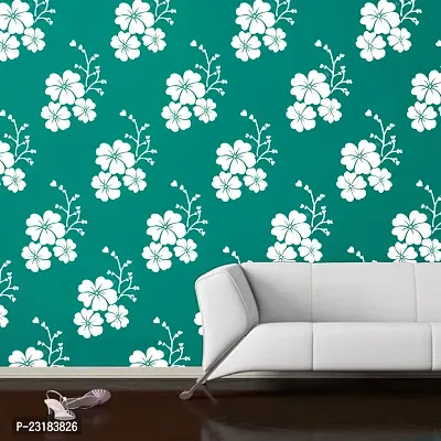 Decornow Chirp Hibiscus Wall Stencilnbsp; Reusable Diy Wall Stencil Painting, Suitable For Home Decoration, Wall Decoration-thumb0