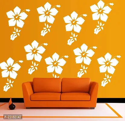 Decornow Hibiscus Fineart Reusable Diy Wall Stencil Painting, Suitable For Home Decoration, Wall Decoration-thumb0