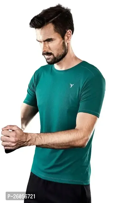 Stylish Green Nylon Solid Tees For Men