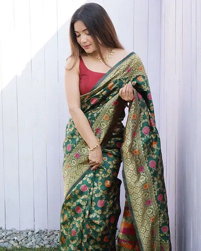 Best Selling Silk Blend Saree with Blouse piece 