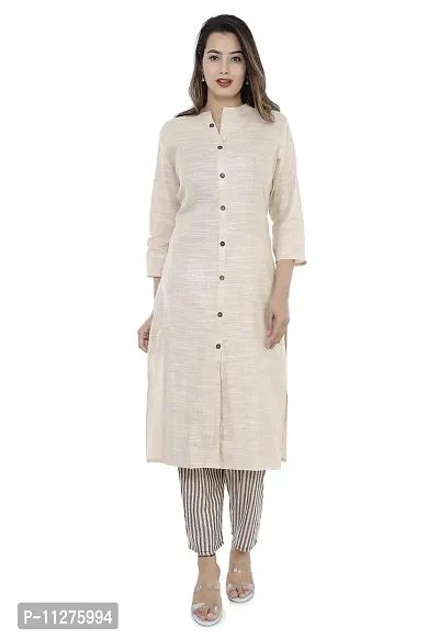 Monique Brand Jaipuri Printed Cotton Kurti and Pant Set (PLZST-GREY03M_) Grey-thumb0
