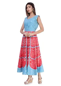 Monique Brand Women's/Girls Cotton Rajasthani Jaipuri Printed Maternity Summer Long Gown Middi Maxi Dress (MD-CHUNARI-HATHI-FJ15_Free Size_)-thumb1
